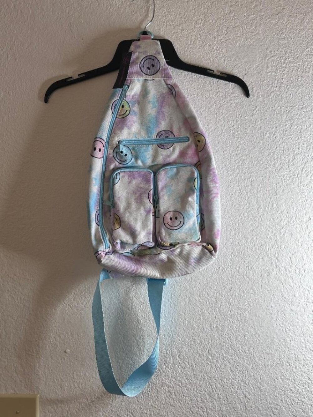 Tie-Dye Smiley Face Crossbody Backpack